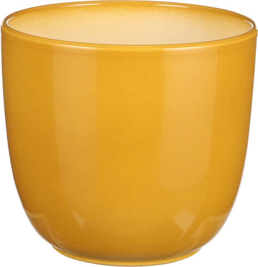 Mica Decorations Plantenpot bloempot Tusca Okergeel keramiek glans D17 H16 cm