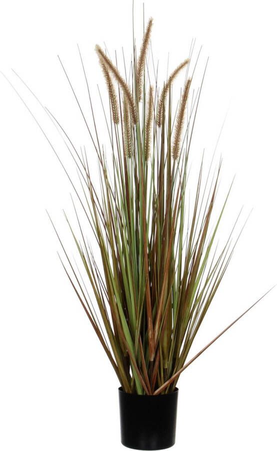 Mica Decorations gras kunstplant groen bruin H120 x D45 cm Kunstplanten