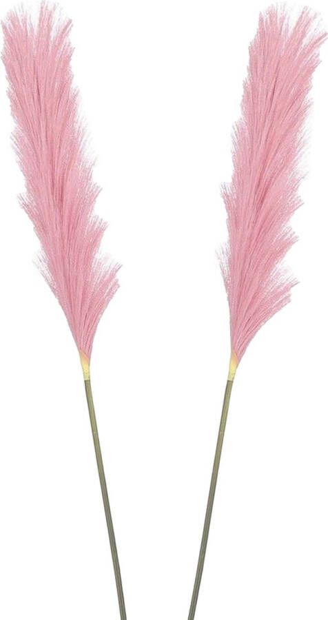 Mica Decorations pluimgras losse steel tak 2x roze 104 cm decoratie kunst pluimen Kunstplanten