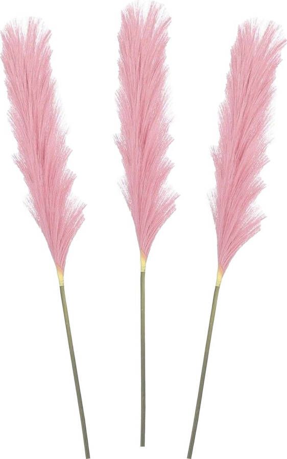 Mica Decorations pluimgras losse steel tak 3x roze 104 cm decoratie kunst pluimen Kunstplanten