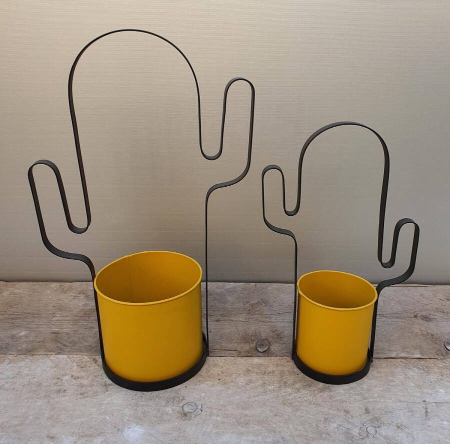 Mica Decorations Bloempot cactus geel set van 2