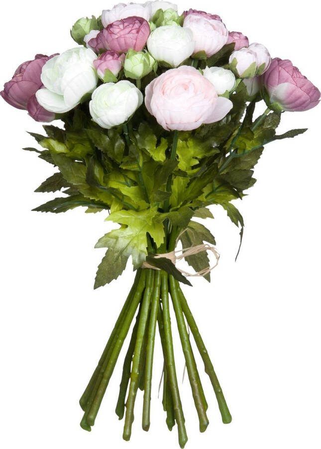 Mica Decorations Roze wit Ranunculus ranonkel kunstbloemen 35 cm decoratie Kunstbloemen