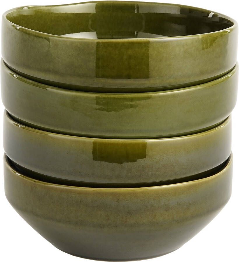 Mica Decorations Rhea Schaal Set van 4 Ø22 5 cm Keramiek Groen