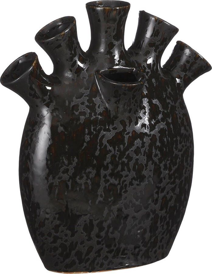 Mica Decorations Saul Tulpenvaas L26 x B14 x H30 5 cm Keramiek Zwart