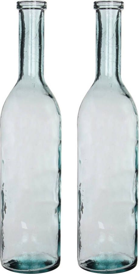 Mica Decorations Set van 2x stuks transparante fles vaas vazen van eco glas 18 x 75 cm Rioja Woonaccessoires woondecoraties Glazen bloemenvaas Flesvaas flesvazen