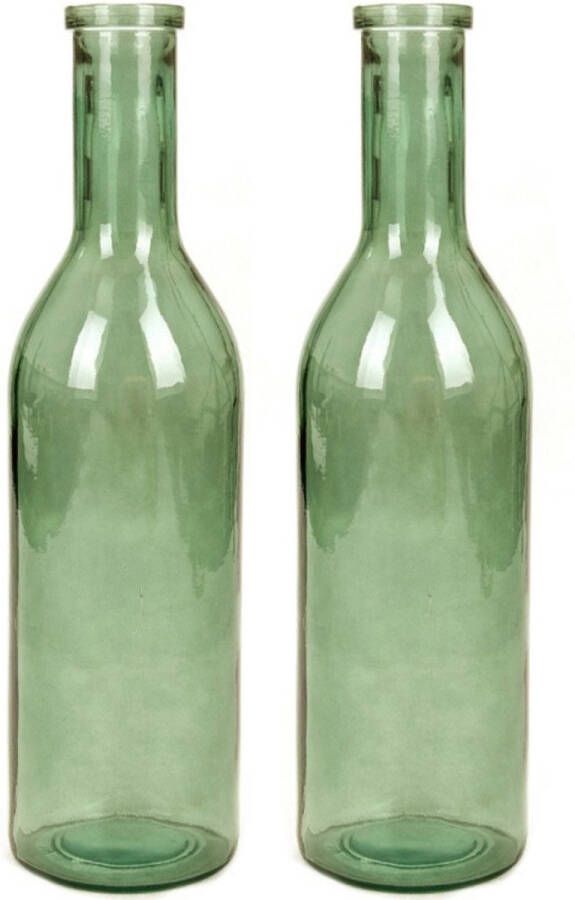 Set van 2x stuks transparante grijze fles vaas vazen van eco glas 18 x 75 cm Rioja Woonaccessoires woondecoraties Glazen bloemenvaas Flesvaas flesvazen
