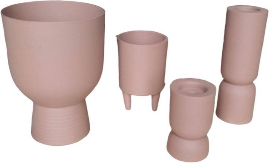 Mica Decorations Set van 4 Bloempot kaarsenhouder Taupe