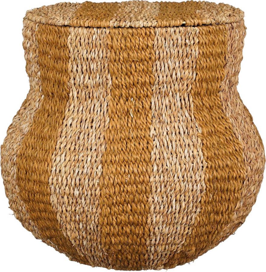 Mica Decorations Tacoma Opbergmand met Deksel H47 x Ø50 cm Jute Geel