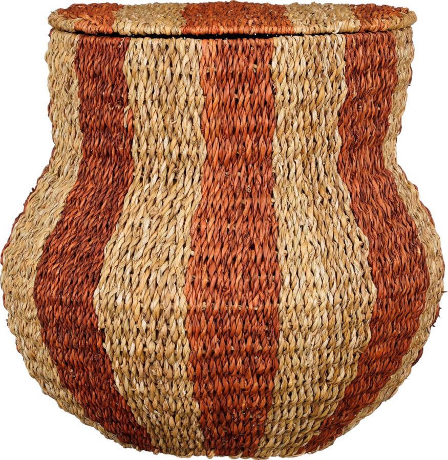 Mica Decorations Tacoma Opbergmand met Deksel H47 x Ø50 cm Jute Oranje