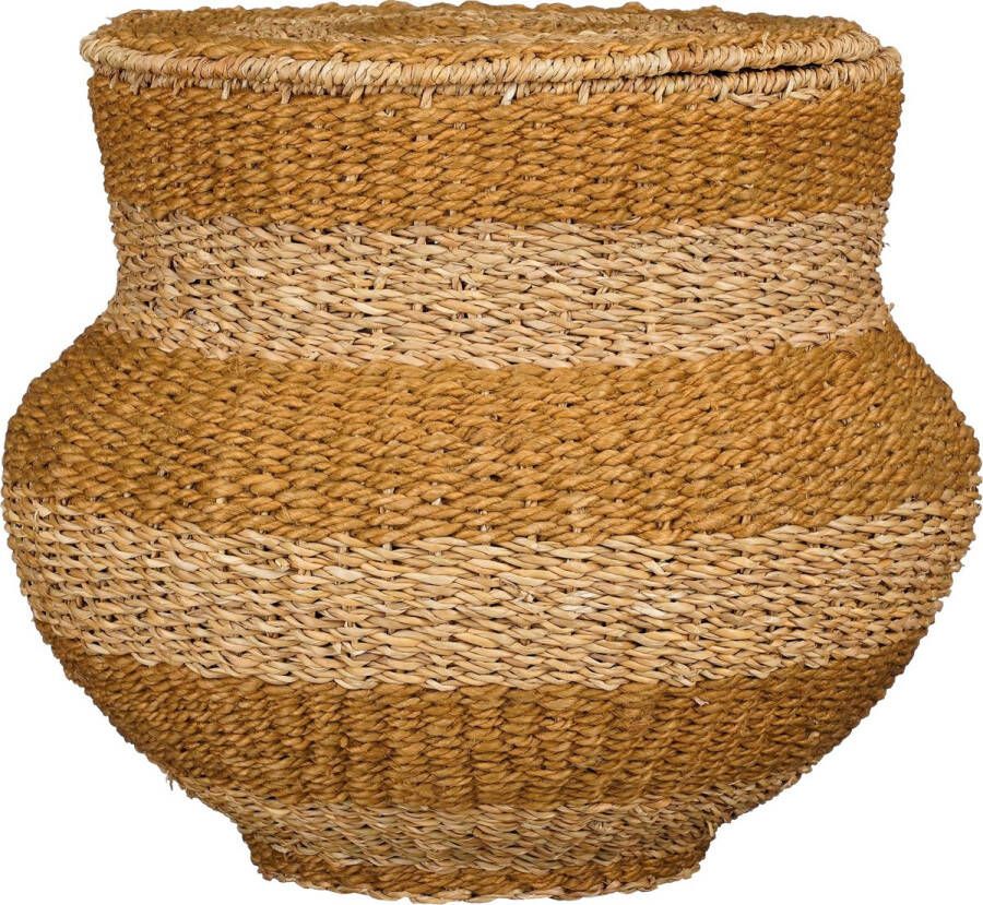 Mica Decorations Tacoma Opbergmand met Deksel H48 x Ø55 cm Jute Geel