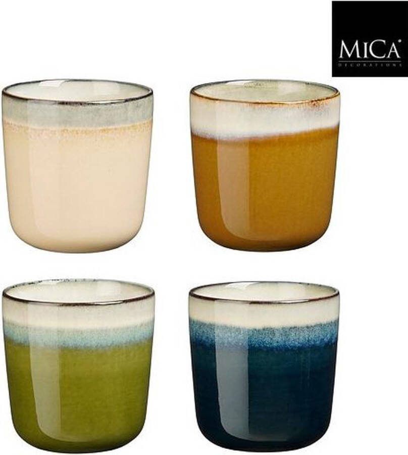 Mica Decorations Tanzi Beker 300 ml Steengoed Beige Bruin Groen Donkerblauw