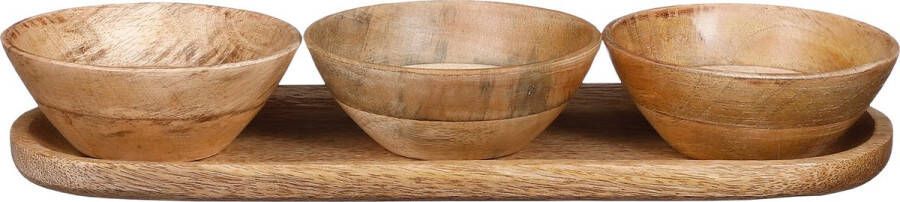 Mica Decorations Tomar Schaaltjes en Dienblad L35 x B12 x H5 cm 100% FSC Mangohout Lichtbruin