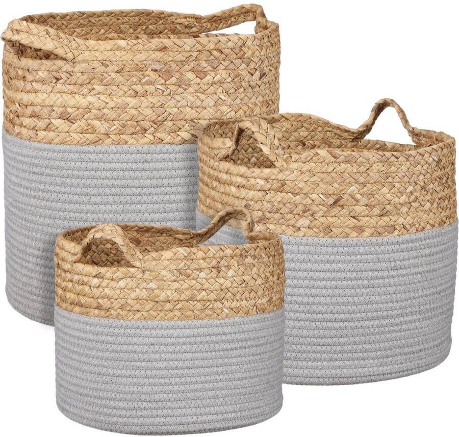 Mica Decorations TORBA MAND ROND GRIJS SET VAN 3 H32XD33CM