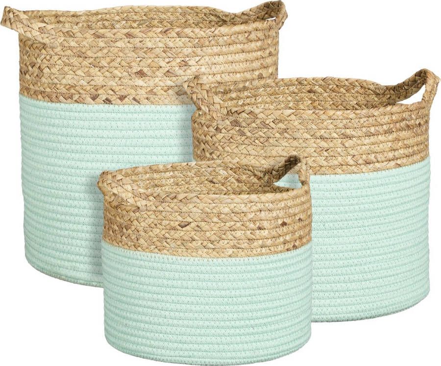 Mica Decorations TORBA MAND ROND GROEN SET VAN 3 H32XD33CM
