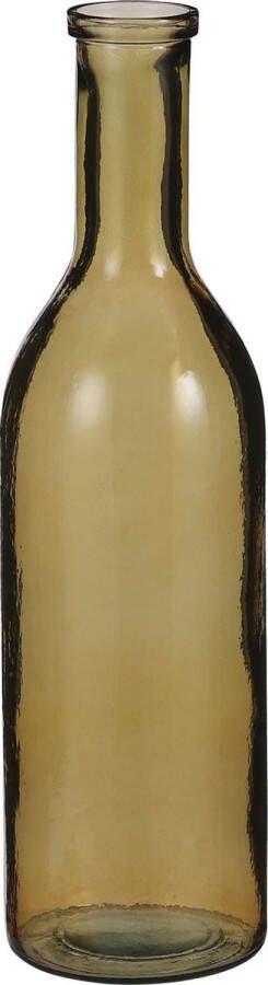 Transparante okergele fles vaas vazen van eco glas 15 x 50 cm Rioja Woonaccessoires woondecoraties Glazen bloemenvaas Flesvaas flesvazen