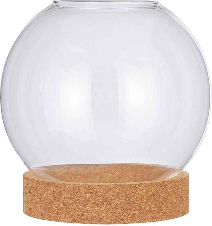 Mica Decorations Vaas Jillian Bol Glas Transparant Met Onderzetter H 21 X Ø 20 Cm