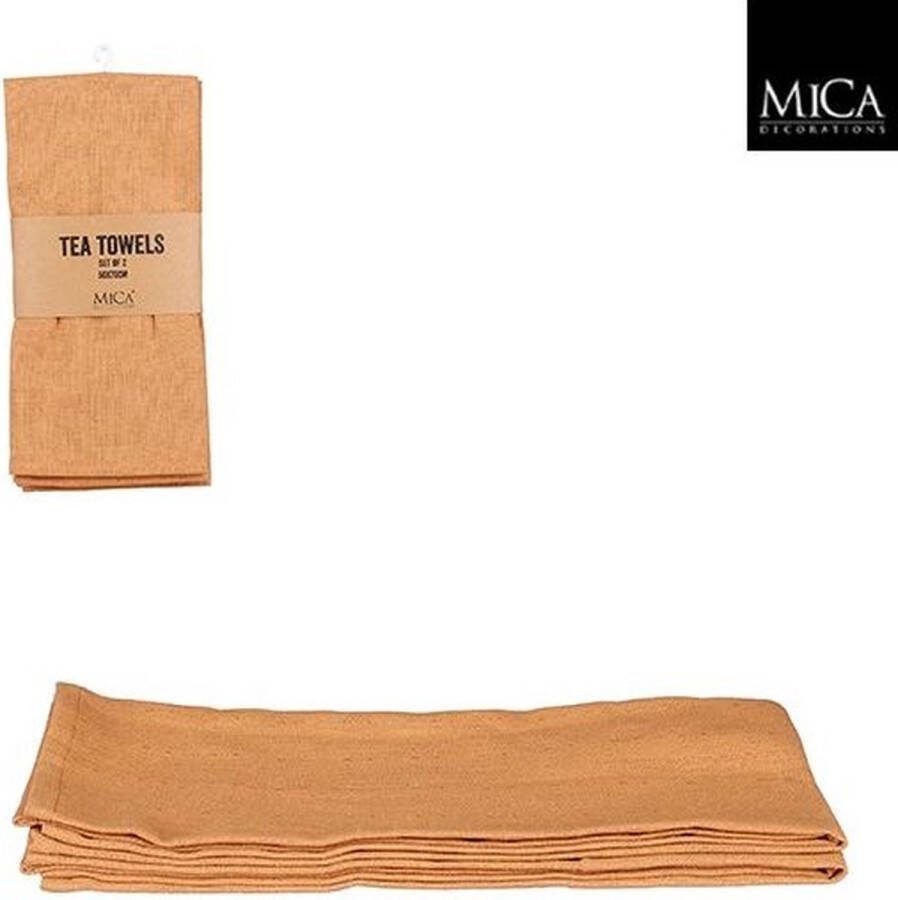 Mica Decorations Villia Theedoek 70 x 50 cm Bruin 2 stuks