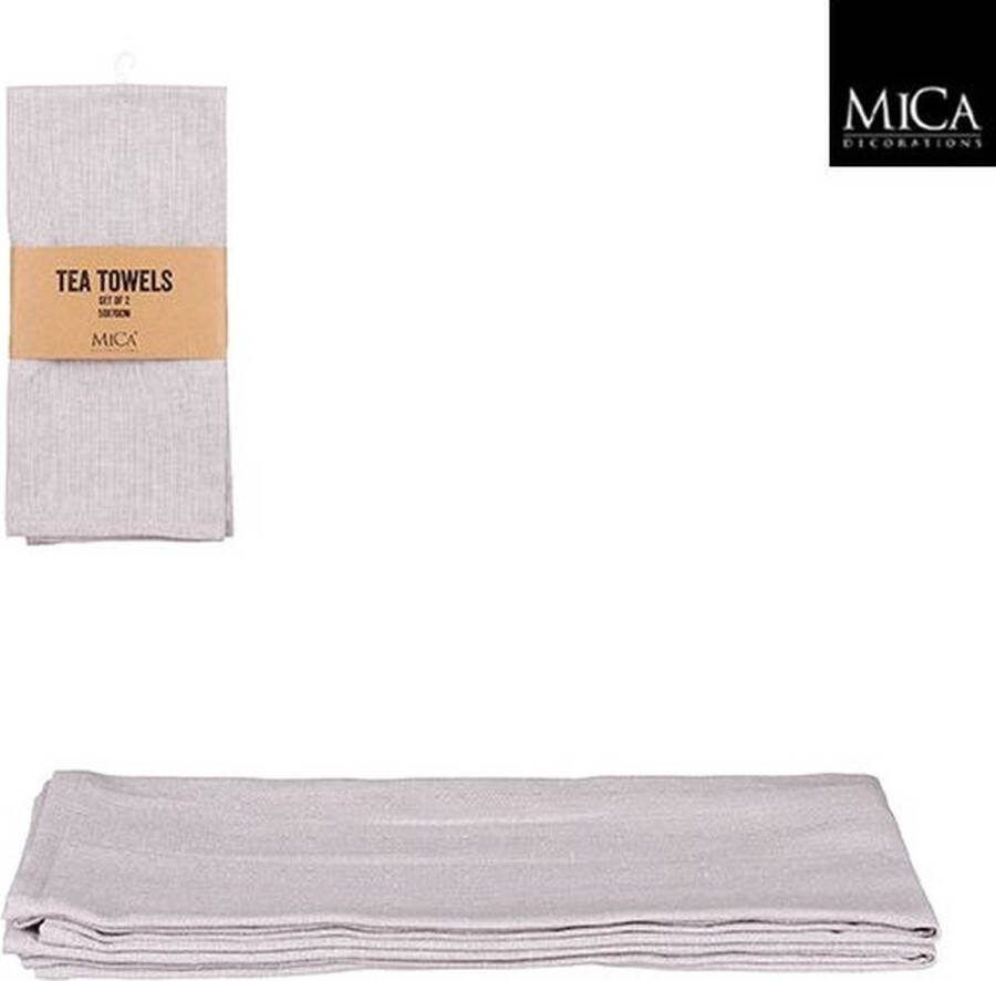 Mica Decorations Villia Theedoek 70 x 50 cm Licht grijs 2 stuks