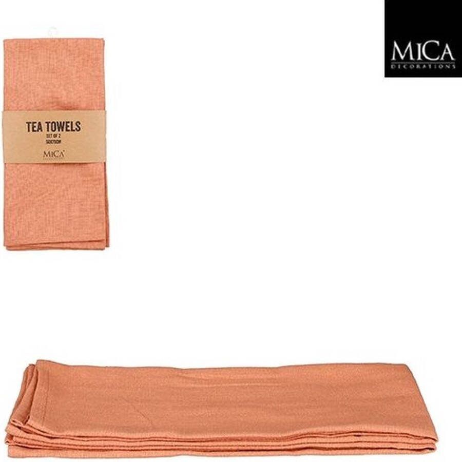 Mica Decorations Villia Theedoek 70 x 50 cm Terra 2 stuks