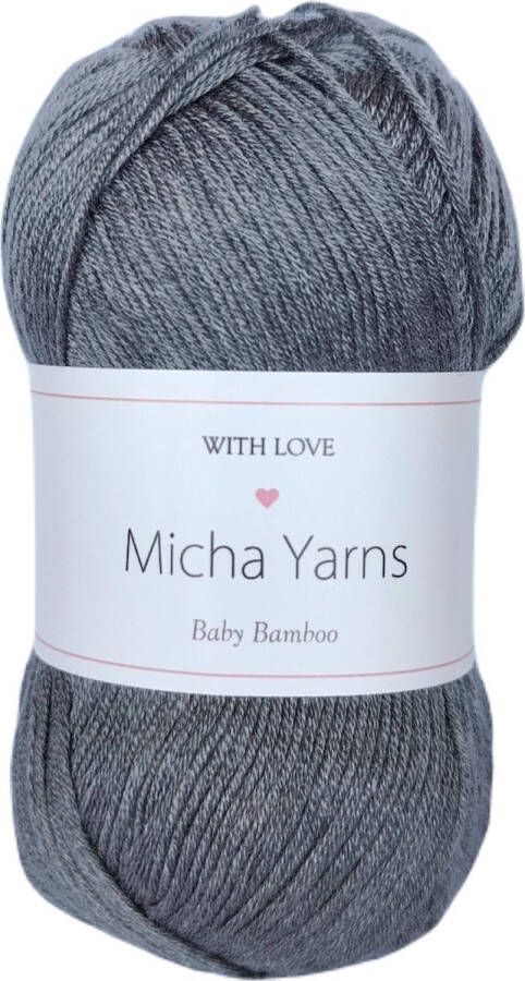 Micha Yarns 5 bollen 70% bamboe 30% katoen haakgaren 5 x 50gram 185meter Donker Grijs (013)