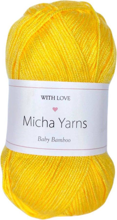 Micha Yarns 5 bollen 70% bamboe 30% katoen haakgaren 5 x 50gram 185meter Geel (003)