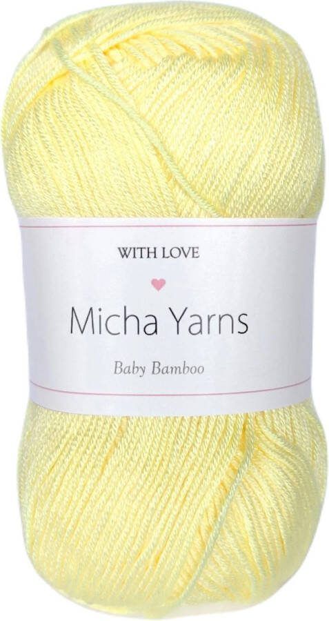 Micha Yarns 5 bollen 70% bamboe 30% katoen haakgaren 5 x 50gram 185meter Licht Geel (002)