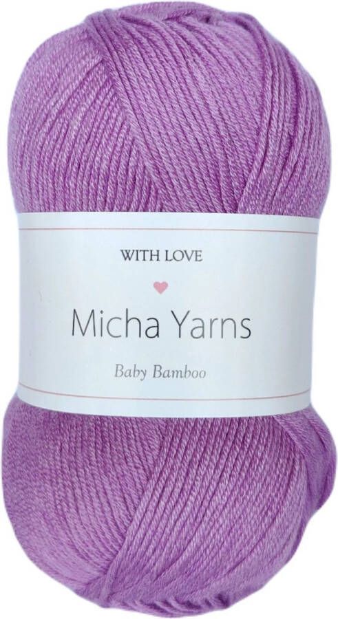 Micha Yarns 5 bollen 70% bamboe 30% katoen haakgaren 5 x 50gram 185meter Paars (008)
