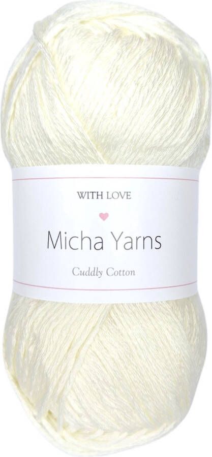 Micha Yarns 80% katoen 20% acryl breiwol 5 bollen 5 x 100gram 200 meter per bol Creme (002)