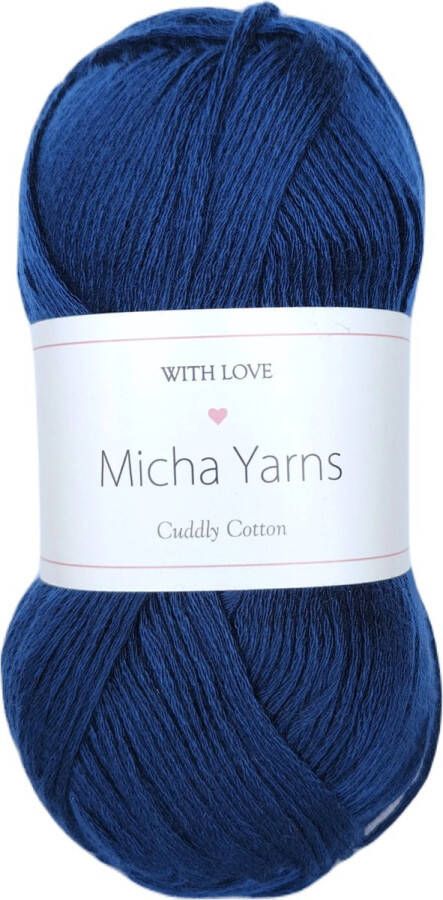 Micha Yarns 80% katoen 20% acryl garen 5 bollen 5 x 100gram 200 meter per bol Donker Blauw (015)