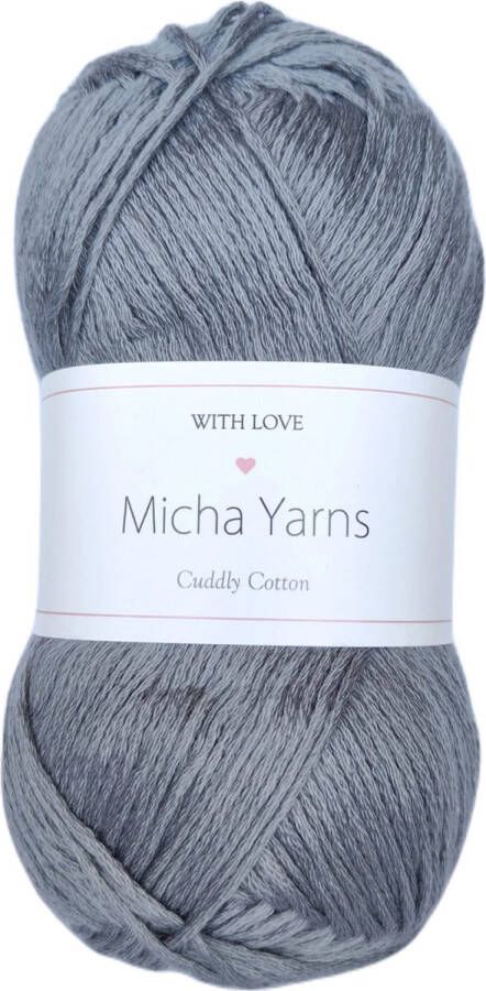 Micha Yarns 80% katoen 20% acryl breiwol 5 bollen 5 x 100gram 200 meter per bol Grijs (016)