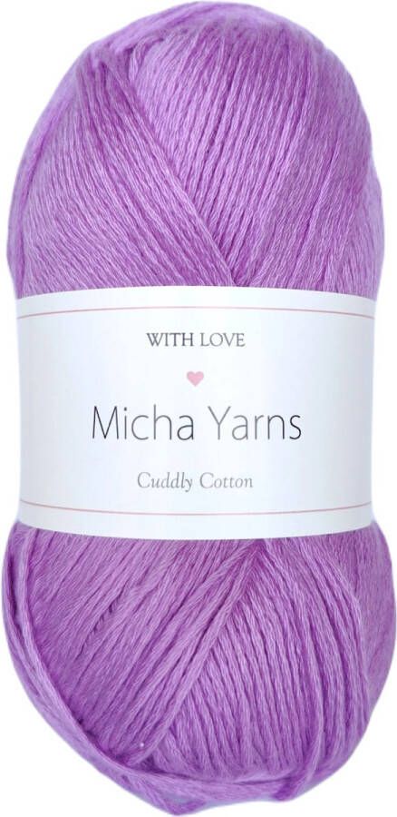 Micha Yarns 80% katoen 20% acryl breiwol 5 bollen 5 x 100gram 200 meter per bol Paars (009)