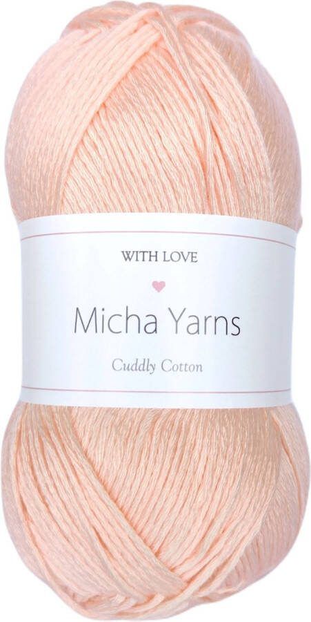 Micha Yarns 80% katoen 20% acryl breiwol 5 bollen 5 x 100gram 200 meter per bol Perzik (006)