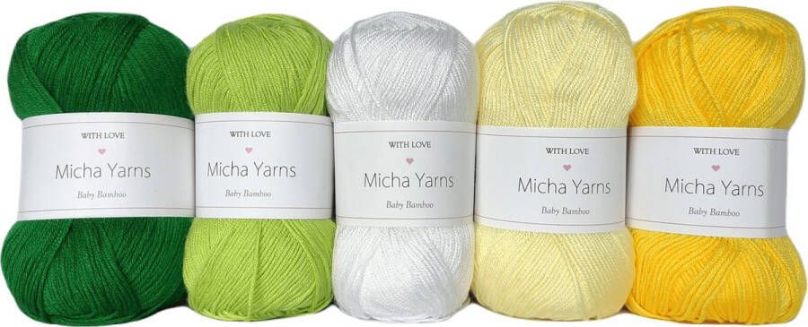 Micha Yarns Bollen Bundel 70% bamboe 30% katoen garen 5 bollen pakket 5 x 50gram Nature (004) Baby Bamboo