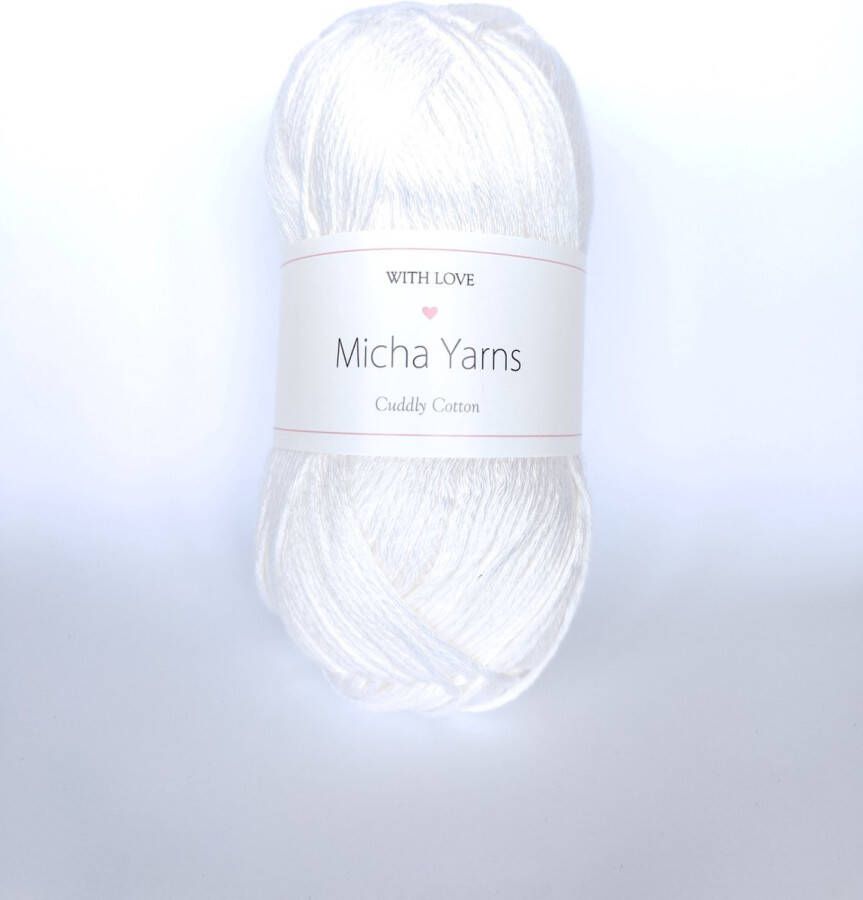 Micha Yarns 80% katoen 20% acryl garen 5 bollen 5 x 100gram 200 meter per bol Wit (001)