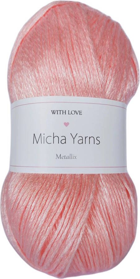 Micha Yarns metallic 57% acryl 43% polyester garen 5 bollen 5 x 100gram 285 meter per bol Roze (003)