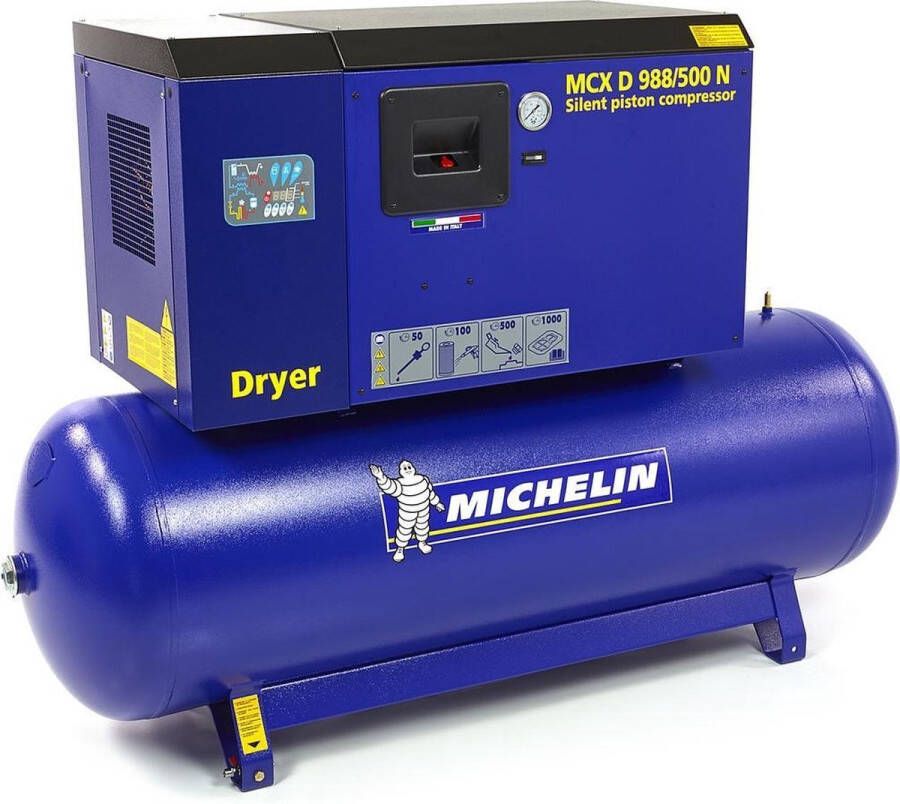 Michelin 10 PK 500 Liter Gedempte Compressor MCXD 988 500 N MET DROGER