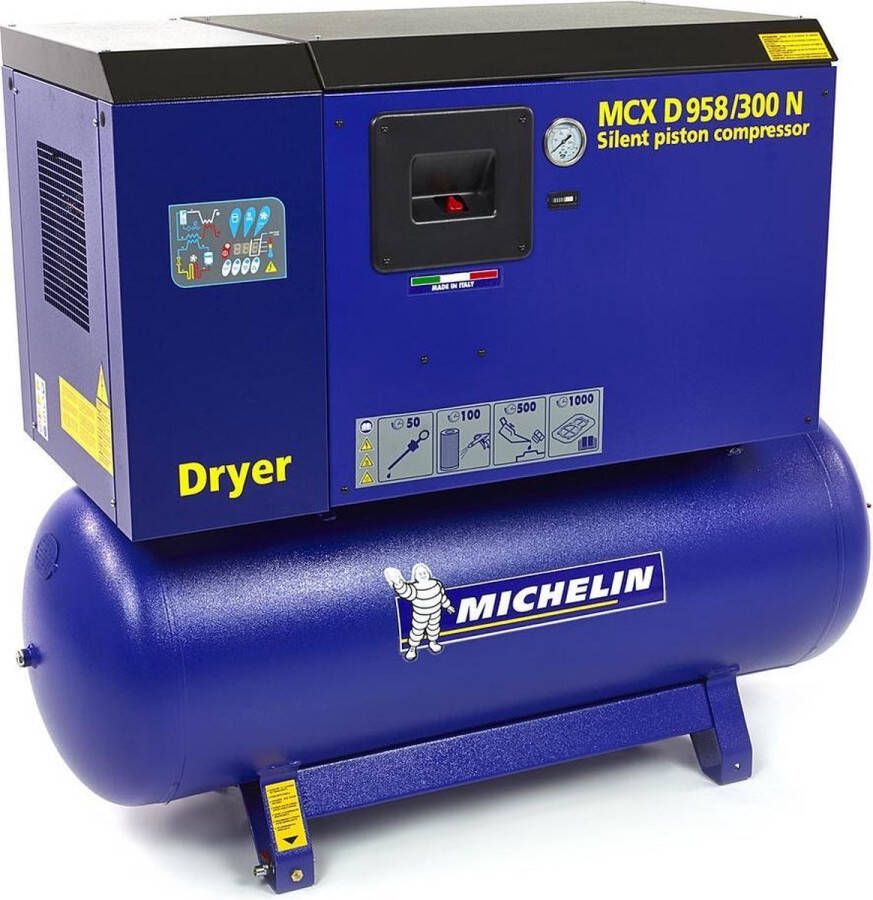 Michelin 5 PK 270 Liter Gedempte Compressor MCXD 598 300 N MET DROGER