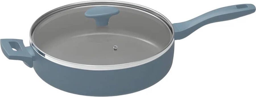 Michelino 28215 Blauwe Braadpan met deksel 28 cm blauw