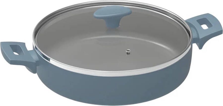 Michelino 28218 Blauwe Braadpan Serveerpan met deksel 28 cm blauw