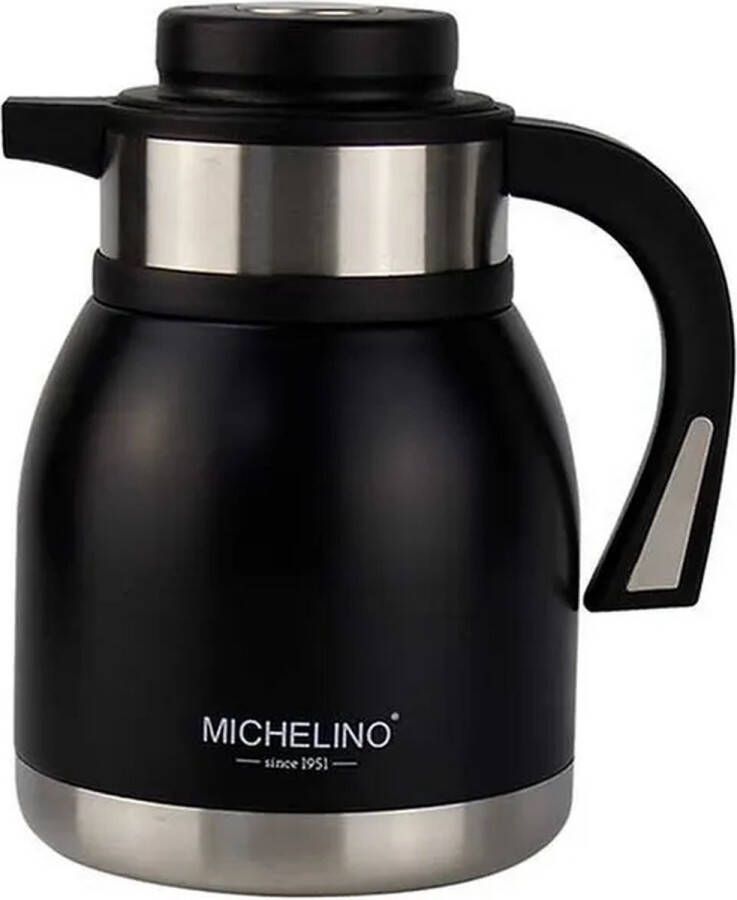 Michelino 54538 Thermosfles 1 2 liter dubbelwandig drankendispenser geïsoleerde kan koffie thee theepot Mario zwart