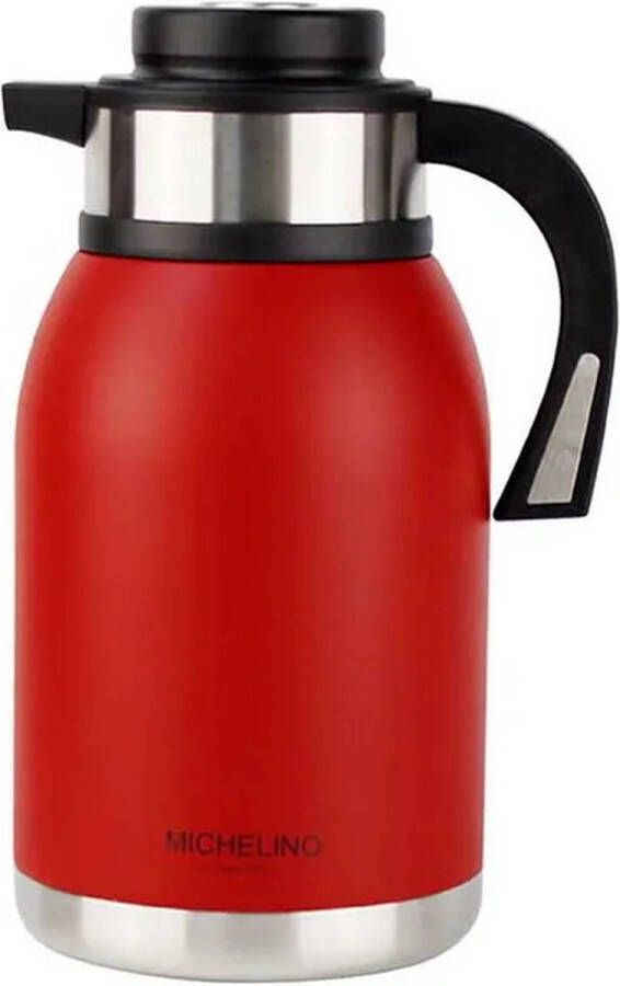 Michelino1 Michelino 54540 Thermosfles 2 liter dubbelwandig drankendispenser geïsoleerde kan koffie thee theepot Nora Rood