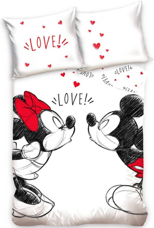 Disney Mickey Mouse Dekbedovertrek Love Eenpersoons 140 x 200 cm Katoen