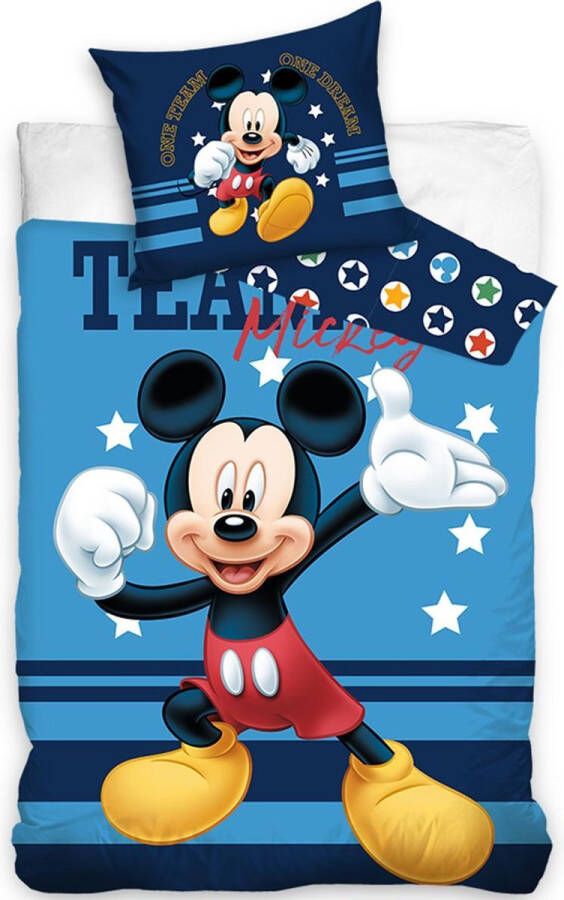 Disney Mickey Mouse dekbedovertrek Team Mickey Blauw 1-Persoons 140x200 cm
