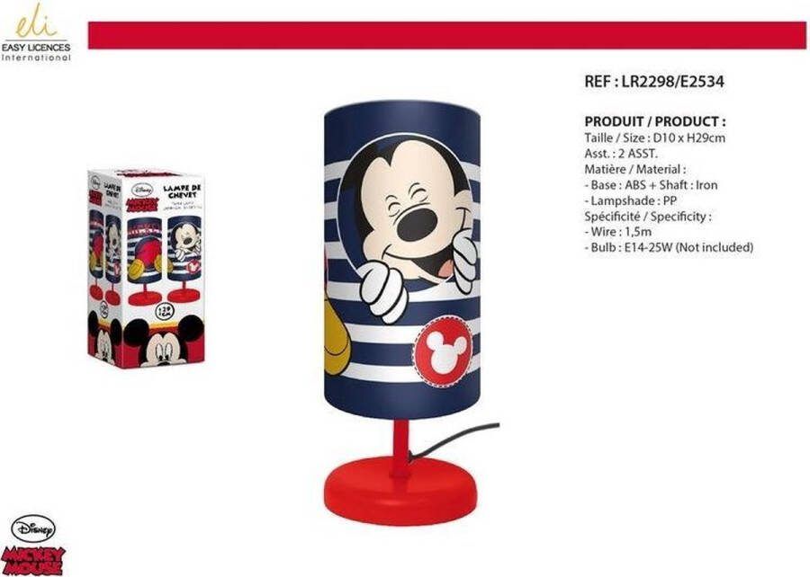 Mickey Mouse Disney Nachtlampje kinderen Rood 29cm