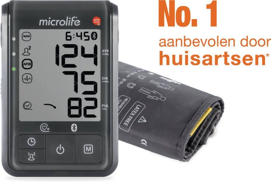 Microlife BP B6 Connect Bovenarm Bloeddrukmeter Klinisch Gevalideerd No. 1 merk bij Huisartsen Aanbevolen door NL Hartstichting AFIB detectie 2x 99 geheugens Bluetooth 5 jaar garantie