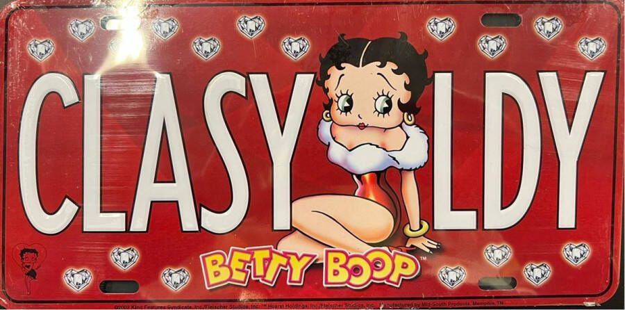 Mid-South Products Betty Boop CLASY LDY. Metalen wandbord in reliëf 15 x 30 cm