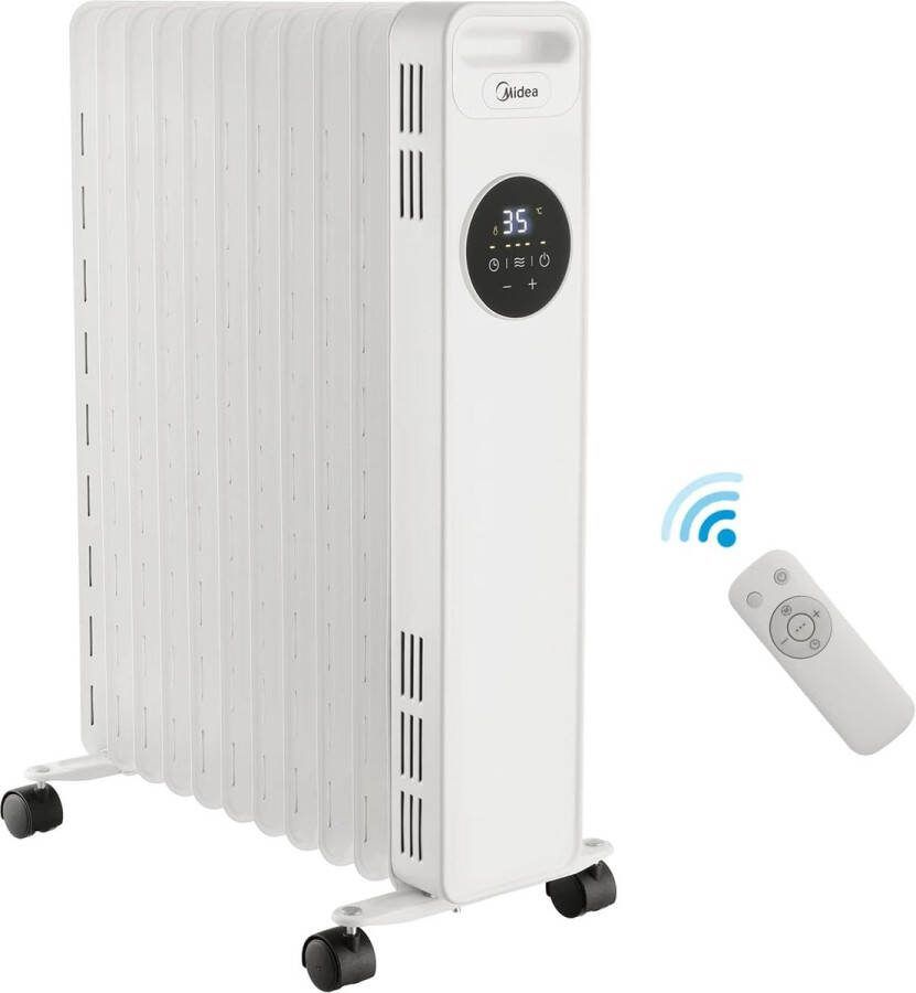 Midea olieradiator 2300W luchtverhitter energiebesparend stil elektrische kachel met 11 ribben thermostaat 24-uurs timer 3 verwarmingsniveaus met afstandsbediening LED-display kantel- en oververhittingsbeveiliging ECO-modus