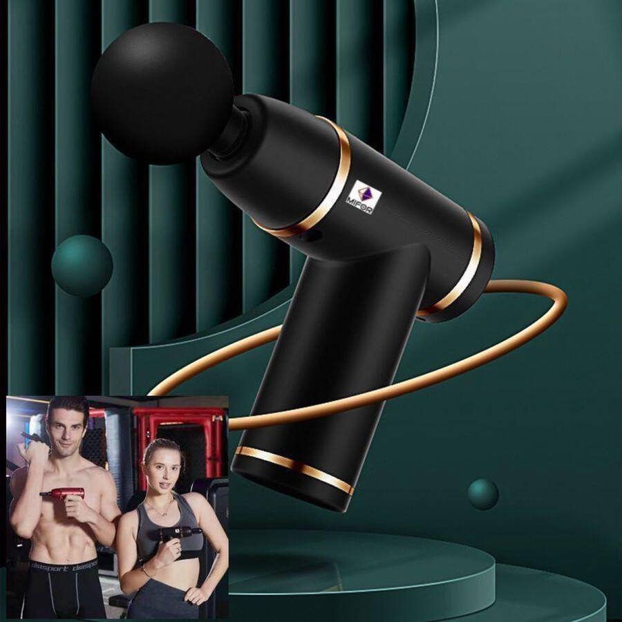 MIFOR NEW Mini Massage Gun Sport en Relax Massage Professioneel Gebruik Spierherstel & Spierontspanning Stress Verminderend Stil en Sterk Batterij 2 Verschillende Opzetstukken Zwart