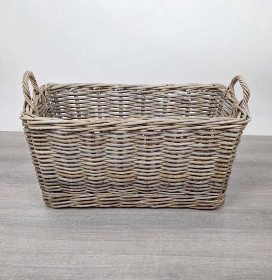 Migo Styling Houtmand (S) op wielen Rechthoek Riet Rotan L 73xBr34xH41 cm