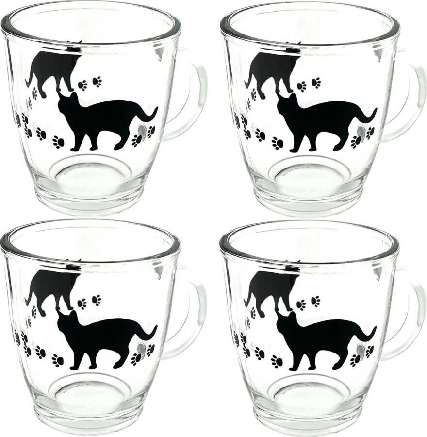 Migros Koffie- en theeglas Poes Katten design 300ml 90 x 100 mm 4 Stuks